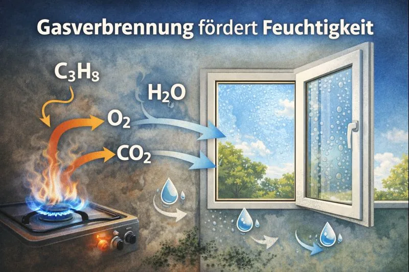 Gasverbrennung foerdert Feuchtigkeit