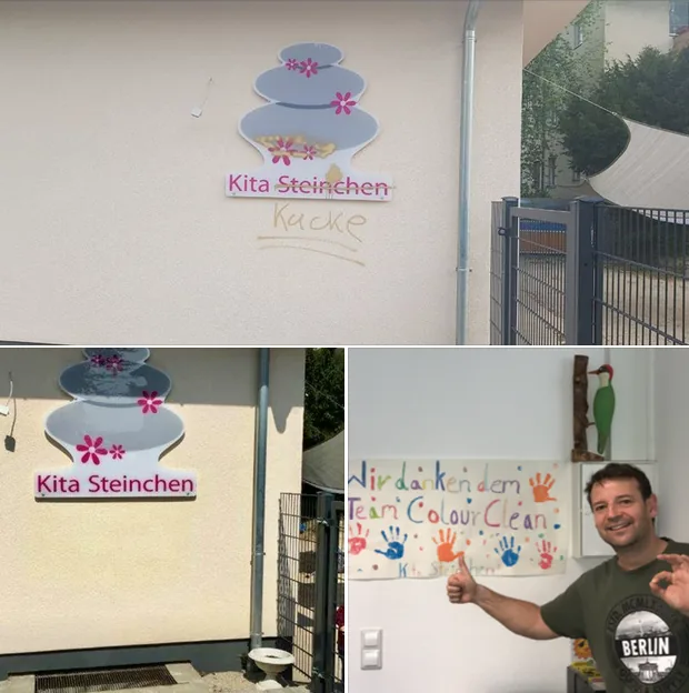 Von Kindern gemaltes Dankesbild der Kita Steinchen